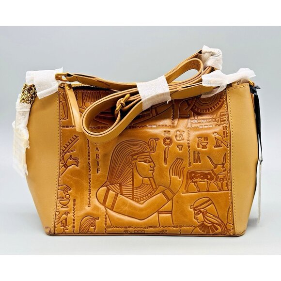 Sharif Hieroglyphic Embossed Leather Purse Satchel Removable Horus Keychain - Picture 5 of 13